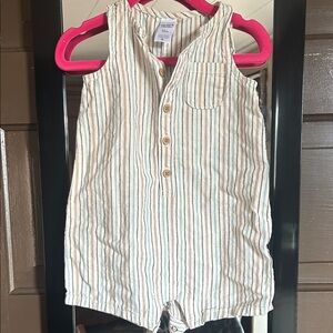 Carter's Multicolor Striped Sleeveless Romper; 12 months